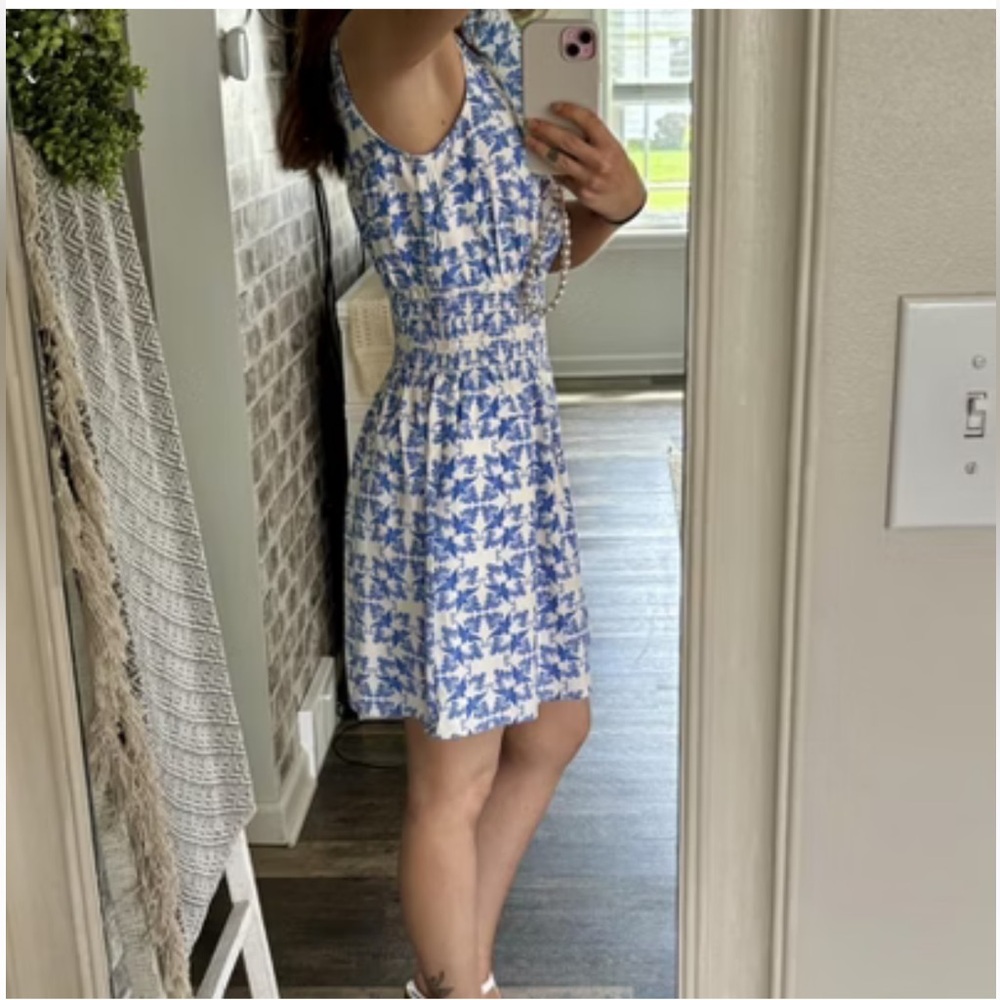 Universal Thread Floral Blue and White Dress